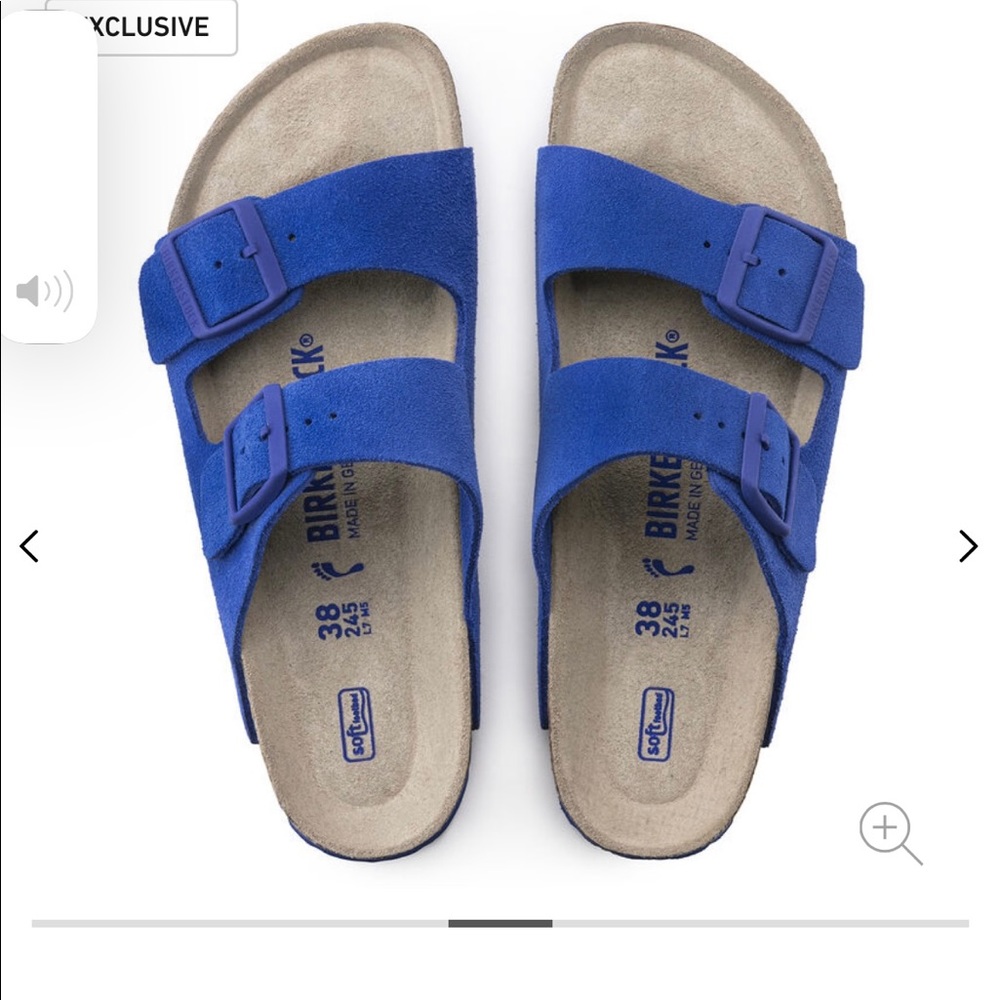 LIMITED EDITION Birkenstock Arizona soft foodbed ultra blue suede. Sz 40 narrow